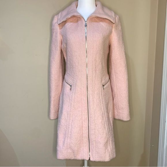 Jessica Simpson Zip Front Wool Coat Boucle Jacket Blush Pink Women’s Extra Small - Picture 11 of 11